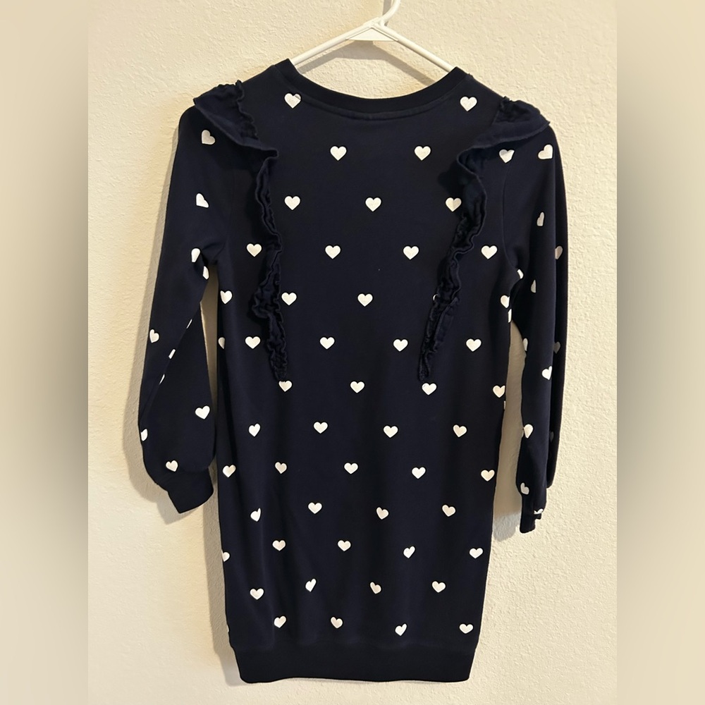 GAP Blue and White Casual Sweater Dress with Long Puff Sleeves and Crew Neck